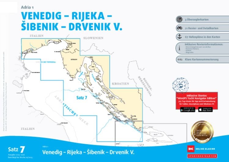 Produktbild: Sportbootkarten Satz 7: Adria 1 (Ausgabe 2025/2026)