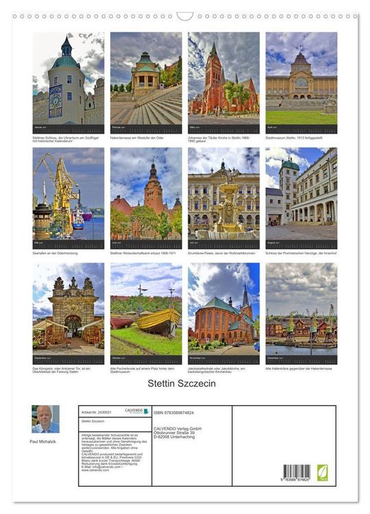 Produktbild: Stettin Szczecin (Wandkalender 2027 DIN A2 hoch), CALVENDO Monatskalender