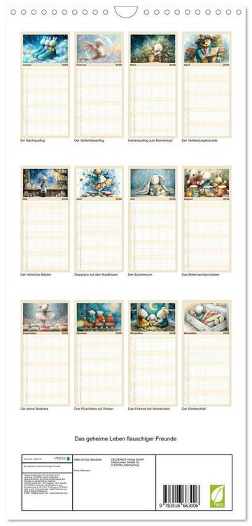 Produktbild: Familienplaner 2026 - Das geheime Leben flauschiger Freunde mit 5 Spalten (Wandkalender, 21 x 45 cm) CALVENDO
