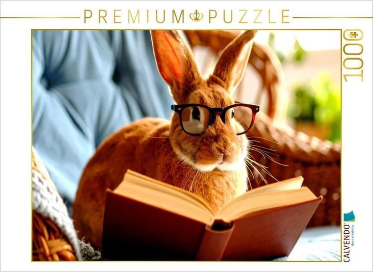 Produktbild: CALVENDO Puzzle Hase beim lesen | 1000 Teile Lege-Gr&ouml;&szlig;e 64x48cm Foto-Puzzle f&uuml;r gl&uuml;ckliche Stunden