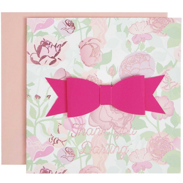 Produktbild: 3D-Gru&szlig;karte Schleife, Thank You Darling, 14 x 14