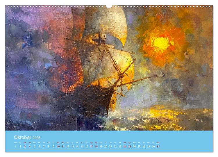 Produktbild: Das trunkene Schiff mit Bildern im William Turner-Stil (Wandkalender 2026 DIN A2 quer), CALVENDO Monatskalender