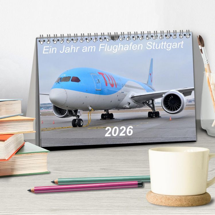 Produktbild: Ein Jahr am Flughafen Stuttgart (Tischkalender 2026 DIN A5 quer), CALVENDO Monatskalender