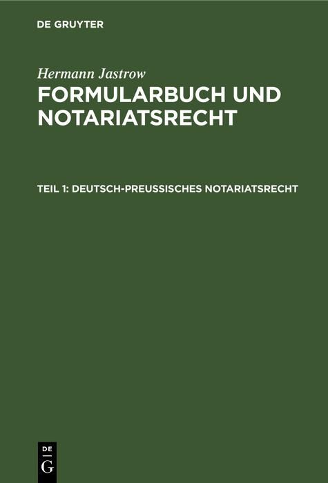 Produktbild: Deutsch-Preu&szlig;isches Notariatsrecht