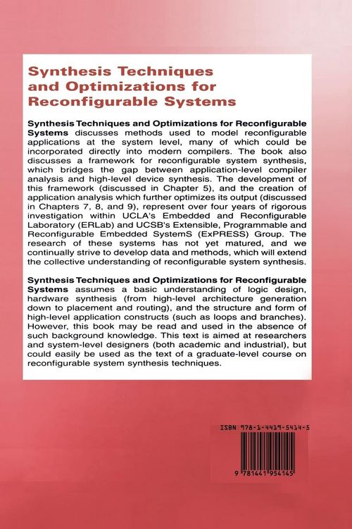 Produktbild: Synthesis Techniques and Optimizations for Reconfigurable Systems