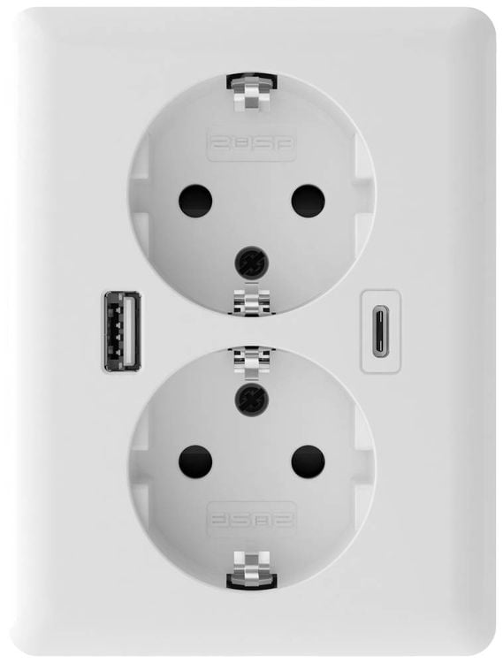 Produktbild: 2USB 2U-449221 Unterputz-Dose mit USB-C&reg;, mit USB-Ladeausgang Wei&szlig; (gl&auml;nzend)