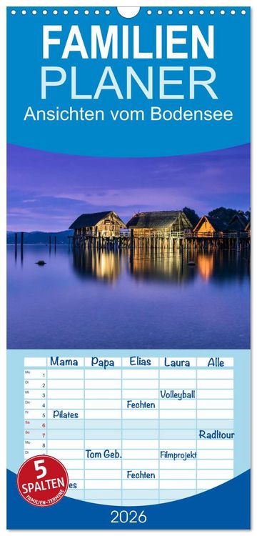Produktbild: Familienplaner 2026 - Ansichten vom Bodensee mit 5 Spalten (Wandkalender, 21 x 45 cm) CALVENDO