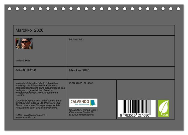 Produktbild: Marokko 2026 (Tischkalender 2026 DIN A5 quer), CALVENDO Monatskalender