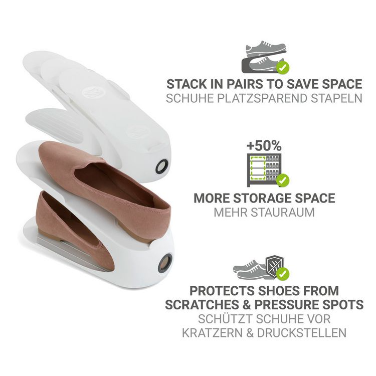 Produktbild: Schuhhalter Wei&szlig; 8er Set, platzsparend &uuml;bereinander stapelbar
