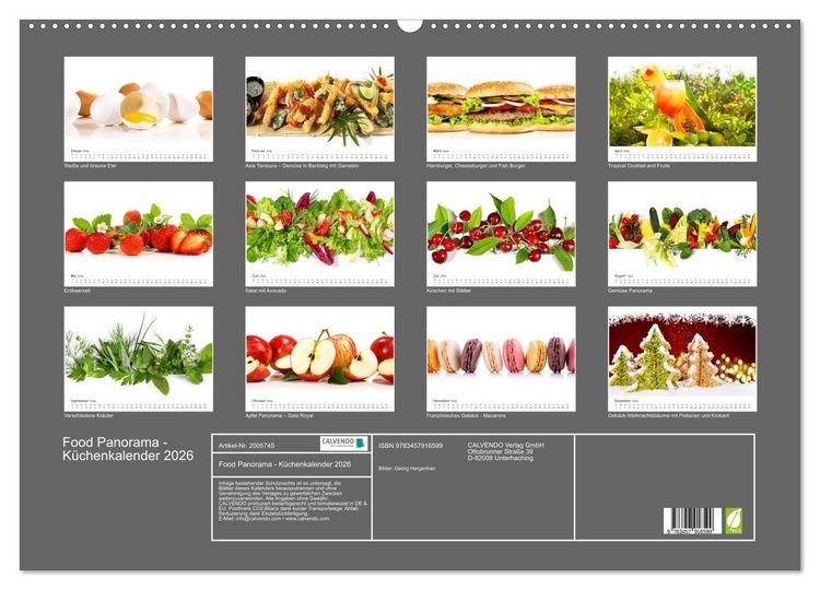 Produktbild: Food Panorama - K&uuml;chenkalender 2026 (Wandkalender 2026 DIN A2 quer), CALVENDO Monatskalender