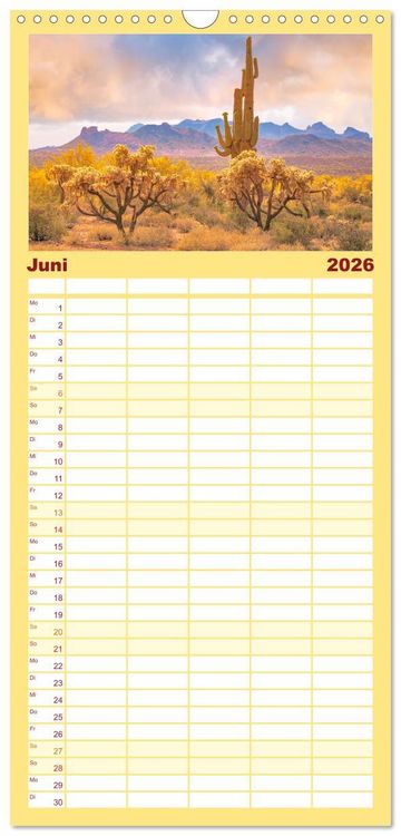 Produktbild: Familienplaner 2026 - USA Der wunderbare S&uuml;dwesten mit 5 Spalten (Wandkalender, 21 x 45 cm) CALVENDO