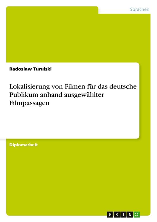 Produktbild: Lokalisierung von Filmen f&uuml;r das deutsche Publikum anhand ausgew&auml;hlter Filmpassagen