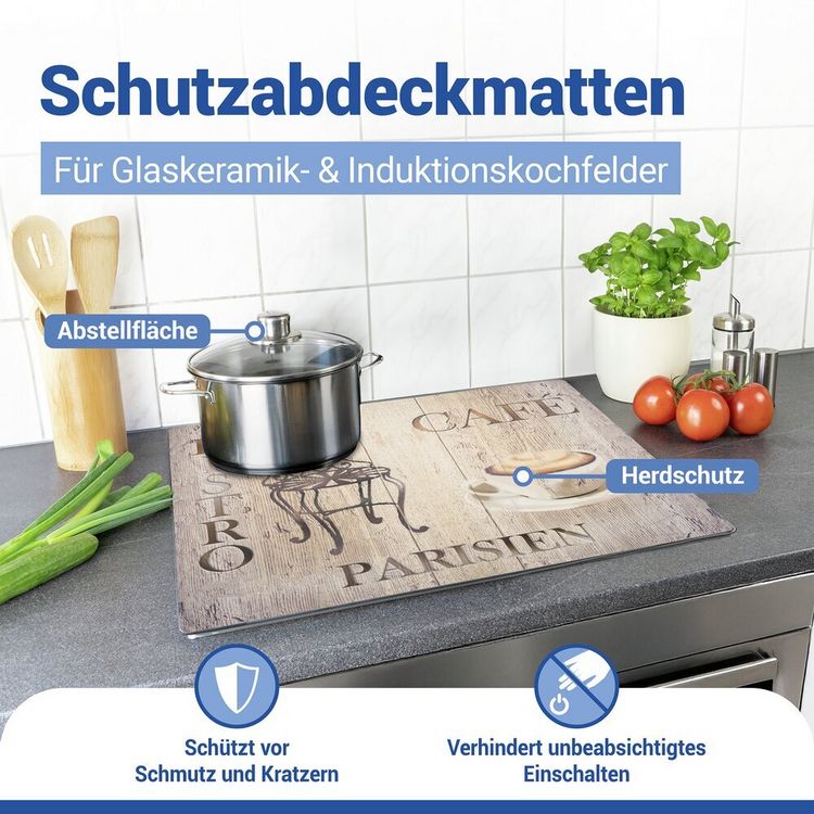 Produktbild: Schutzabdeckmatte Mod. Bistro 60 x 52 cm, hitzebest&auml;ndige Schutzmatte f&uuml;r Kochfelder