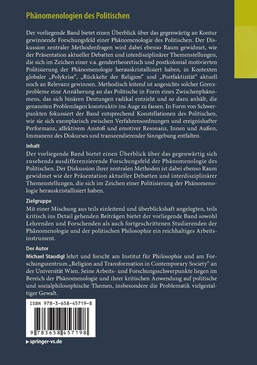 Produktbild: Ph&auml;nomenologien des Politischen