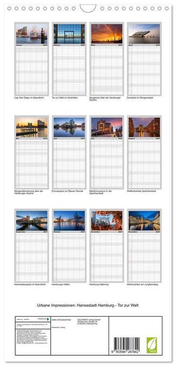 Produktbild: Familienplaner 2027 - Urbane Impressionen: Hansestadt Hamburg - Tor zur Welt mit 5 Spalten (Wandkalender, 21 x 45 cm) CALVENDO