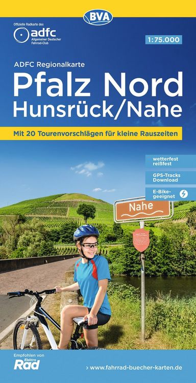 Produktbild: BVA ADFC Regionalkarte Pfalz Nord/ Hunsr&uuml;ck/ Nahe 1:75.000