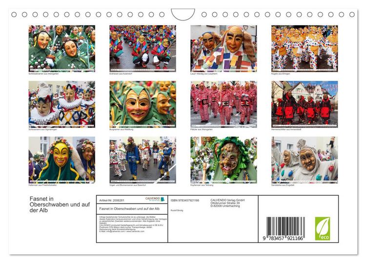 Produktbild: Fasnet in Oberschwaben und auf der Alb (Wandkalender 2026 DIN A4 quer), CALVENDO Monatskalender