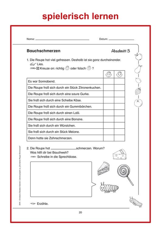 Produktbild: Literaturprojekt zu Die kleine Raupe Nimmersatt
