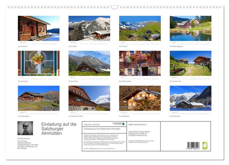 Produktbild: Einladung auf die Salzburger Almh&uuml;tten (Wandkalender 2026 DIN A2 quer), CALVENDO Monatskalender