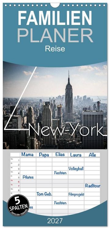 Produktbild: Familienplaner 2027 - New York Shoots mit 5 Spalten (Wandkalender, 21 x 45 cm) CALVENDO
