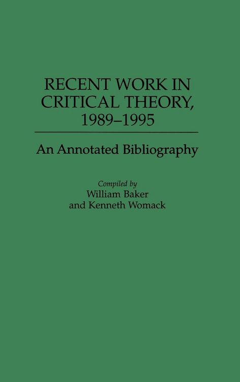 Produktbild: Recent Work in Critical Theory, 1989-1995
