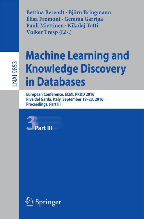 Produktbild: Machine Learning and Knowledge Discovery in Databases