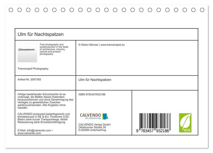 Produktbild: Ulm f&uuml;r Nachtspatzen (Tischkalender 2026 DIN A5 quer), CALVENDO Monatskalender