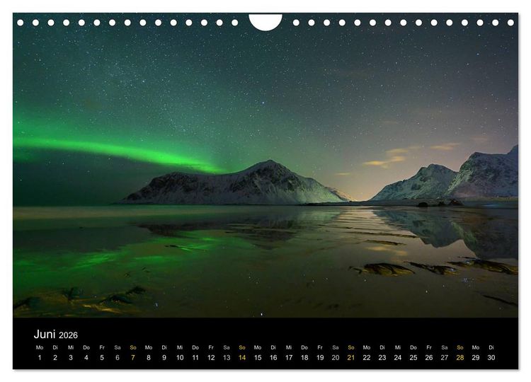 Produktbild: Magische N&auml;chte - POLARLICHT (Wandkalender 2026 DIN A4 quer), CALVENDO Monatskalender