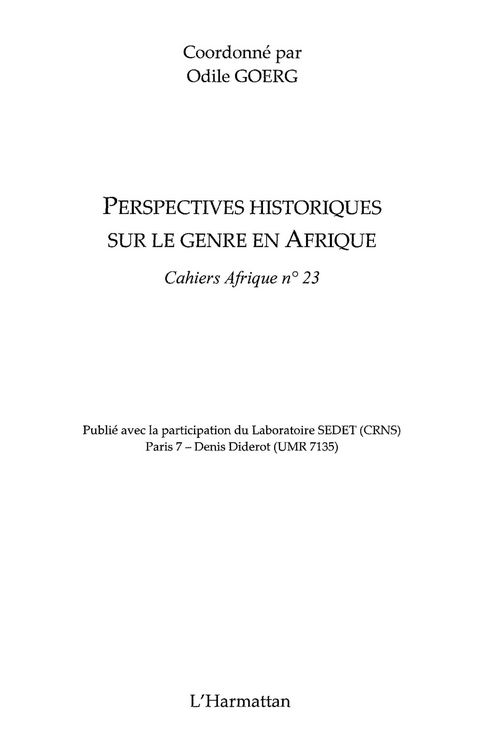 Produktbild: Perspectives historiques sur le genre en Afrique