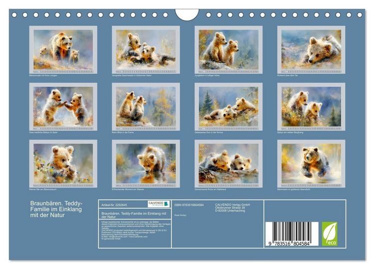 Produktbild: Braunb&auml;ren. Teddy-Familie im Einklang mit der Natur (Wandkalender 2027 DIN A4 quer), CALVENDO Monatskalender