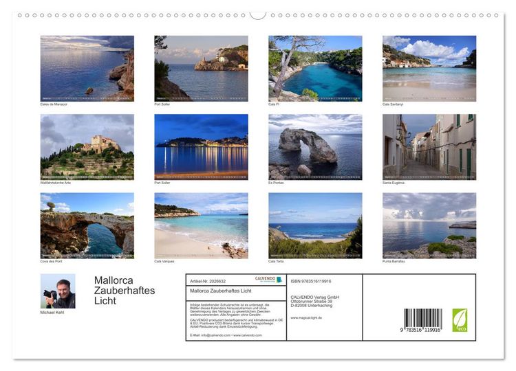 Produktbild: Mallorca Zauberhaftes Licht (hochwertiger Premium Wandkalender 2026 DIN A2 quer), Kunstdruck in Hochglanz
