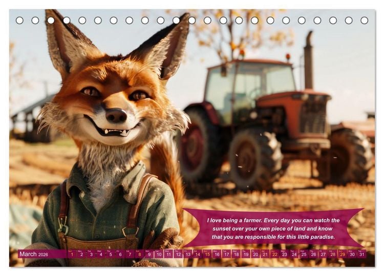 Produktbild: Funny charming animals as farmers (Desk Calendar 2026 DIN A5 landscape), CALVENDO 12 Month DeskCalendar