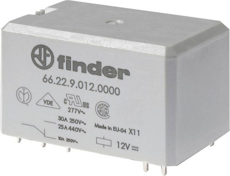 Produktbild: Finder 66.22.9.024.4000 Printrelais 24 V/DC 30A 2 Wechsler 1St.