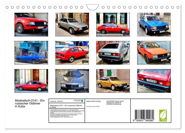 Produktbild: Moskwitsch-2141 - Ein russischer Oldtimer in Kuba (Wandkalender 2026 DIN A4 quer), CALVENDO Monatskalender