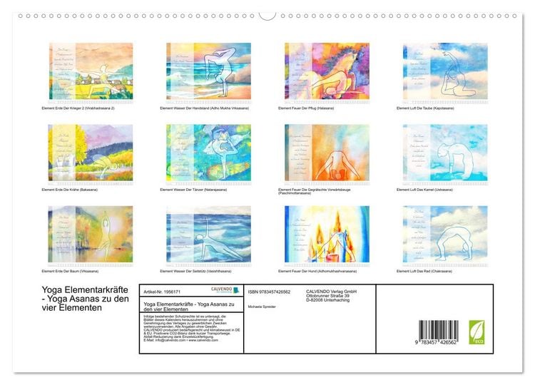 Produktbild: Yoga Elementarkr&auml;fte - Yoga Asanas zu den vier Elementen (hochwertiger Premium Wandkalender 2026 DIN A2 quer), Kunstdruck in Hochglanz