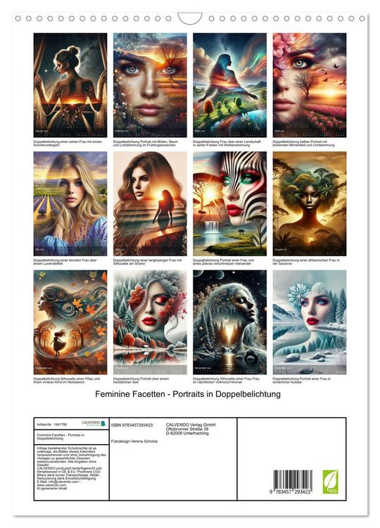 Produktbild: Feminine Facetten - Portraits in Doppelbelichtung (Wandkalender 2026 DIN A3 hoch), CALVENDO Monatskalender