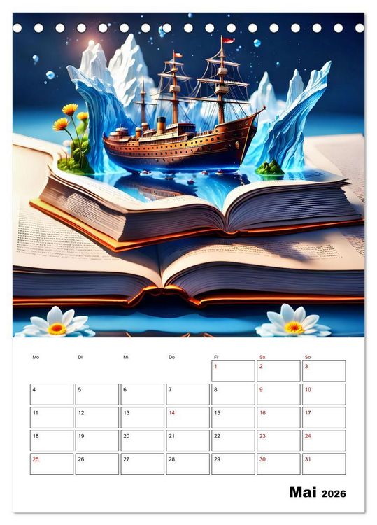 Produktbild: Magische surreale Buchwelten (Tischkalender 2026 DIN A5 hoch), CALVENDO Monatskalender
