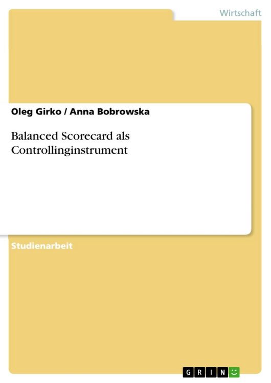 Produktbild: Balanced Scorecard als Controllinginstrument