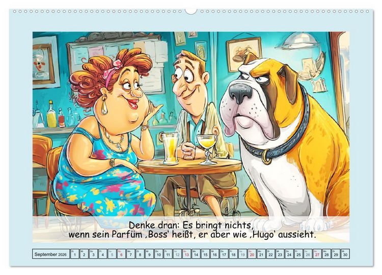 Produktbild: Frauchen und Hund. Witzige Cartoons vom t&auml;glichen Chaos (Wandkalender 2026 DIN A2 quer), CALVENDO Monatskalender