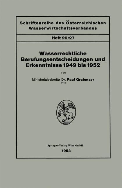 Produktbild: Wasserrechtliche Berufungsentscheidungen und Erkenntnisse 1949 bis 1952