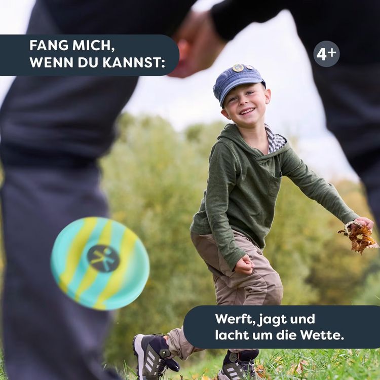 Produktbild: HABA 2013974001 - Terra Kids, Catch Me! Pocket-Frisbee/Mini-Frisbee, blau/gelb, 2er-Set, Adventure to go/No.12
