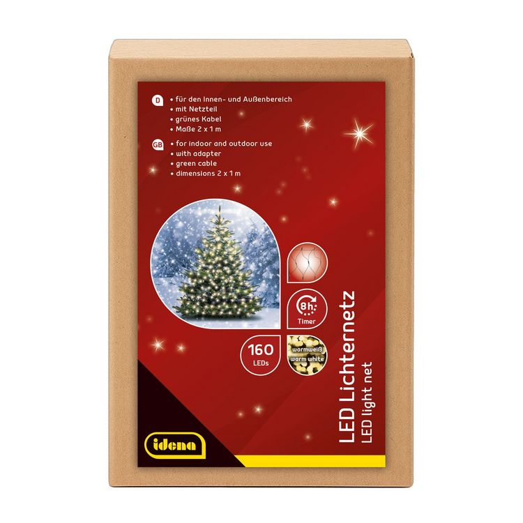 Produktbild: Idena LED Lichternetz warmwei&szlig; 2x1m 160er Au&szlig;en