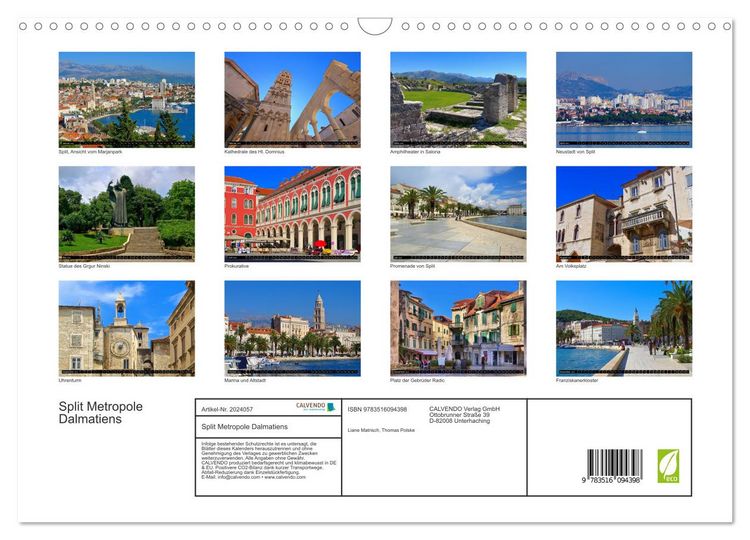 Produktbild: Split Metropole Dalmatiens (Wandkalender 2026 DIN A3 quer), CALVENDO Monatskalender