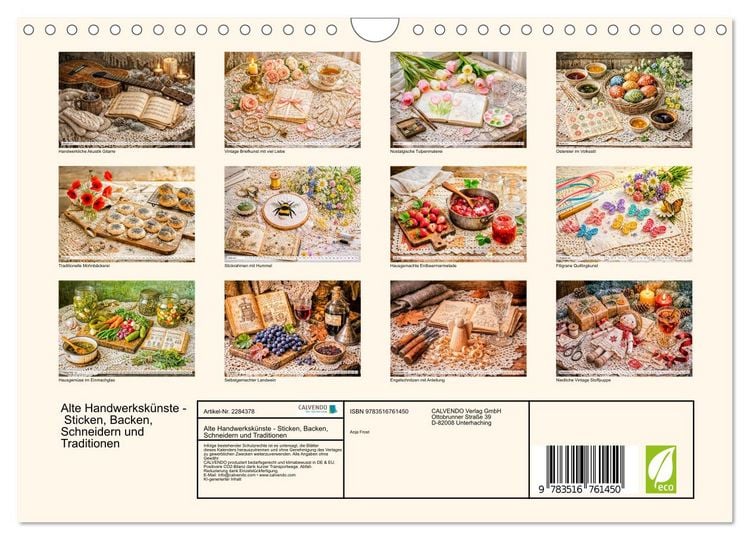 Produktbild: Alte Handwerksk&uuml;nste - Sticken, Backen, Schneidern und Traditionen (Wandkalender 2027 DIN A4 quer), CALVENDO Monatskalender