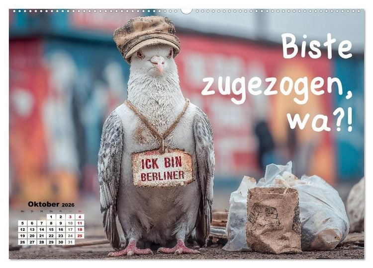 Produktbild: Freche Tauben - Lustiger Spr&uuml;chekalender mit Berliner Schnautze (Wandkalender 2026 DIN A2 quer), CALVENDO Monatskalender