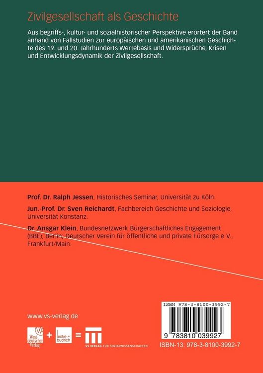 Produktbild: Zivilgesellschaft als Geschichte