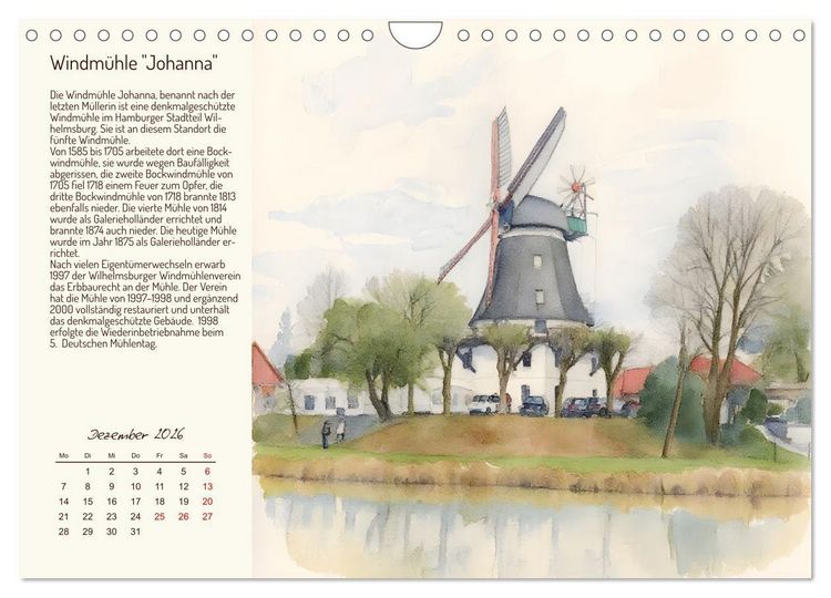 Produktbild: Deutschlands sch&ouml;nste Windm&uuml;hlen (Wandkalender 2026 DIN A4 quer), CALVENDO Monatskalender