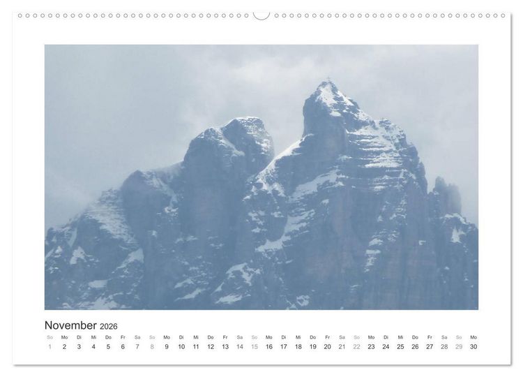 Produktbild: Die sch&ouml;nsten Gipfel der Alpen - Giganten aus Fels und Eis (Wandkalender 2026 DIN A2 quer), CALVENDO Monatskalender
