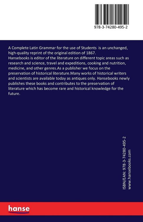 Produktbild: A Complete Latin Grammar for the use of Students