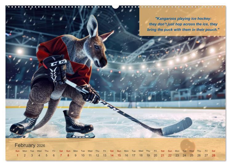 Produktbild: The most charming ice hockey animals in action (Wall Calendar 2026 DIN A2 landscape), CALVENDO 12 Month Wall Calendar
